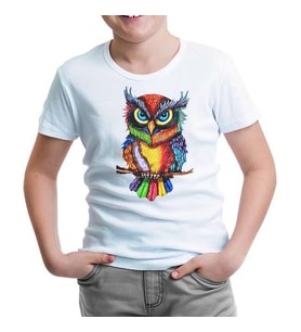Baykuş - Dal Beyaz Çocuk Tshirt