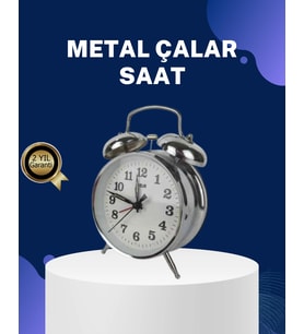Alarmlı Dekoratif Yuvarlak Masa Saati Gümüş Renk Sessiz Ve Işıklı