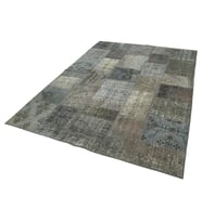 Gri Halı Modern Patchwork Desenli Şık Salon Halısı El Dokuma Kısa Havlı Koridor Yatak Odası