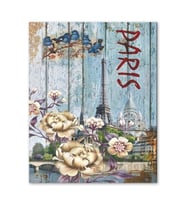 Ahşap Tablo Ahşap Zeminde Paris Eyfel Kulesi (25x35 Cm Boyut)