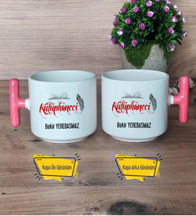 Kütüphaneci Kupa Bardak T Pembe Kulplu Kütüphaneciye Hediye
