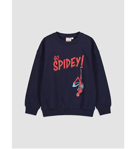 LCW Kids Lacivert Spider-man Erkek Çocuk Sweatshirt