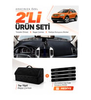 CHEVROLET CAPTİVA (2008-2011) Uyumlu Torpido Örtüsü + Tay Tüyü Bagaj Çantası + Sticker Seti - Siyah
