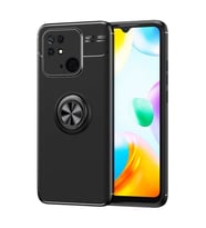 Coverzone Xiaomi Redmi 10C ile uyumlu K?l?f Ravel Y�z�k Tutuculu 360 derece d�nebilen y�z�k halkas? Stand olabilen Xiaomi Redmi 10C ile uyumlu Silikon K?l?f Siyah