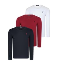 ÜÇLÜ SET T8587 DEWBERRY V YAKA ERKEK SWEATSHIRT-SİYAH-BEYAZ-BORDO