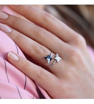 Swarovski Taşlı Renkli Kelebek Gümüş Yüzük