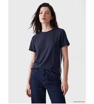 LCW Comfort Lacivert Şerit Detaylı Soft Touch Kadın Tişört