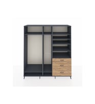 Kronos Dolap 9 Raflı 3 Çekmeceli 3 Askılı 220x59x243 Antrasit-Antrasit/Çam