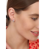Kadın 925 Ayar Zirkon Taşlı Bulut Küpe (Rodyum)