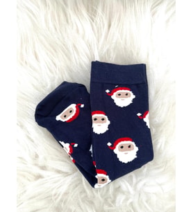 Yılbaşı Temalı Lacivert Noel Baba Desenli Çorap