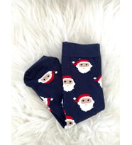 Yılbaşı Temalı Lacivert Noel Baba Desenli Çorap