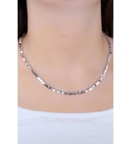 Pullu Zirkon Taşlı Rodyumlu Gümüş Kolye 7264