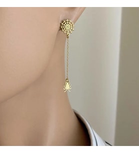 Kişiye Özel Örümcek Ağı ve Örümcek Model Küpe 925K Gümüş (Gold)