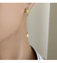 Kişiye Özel Örümcek Ağı ve Örümcek Model Küpe 925K Gümüş (Gold)