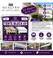 Tente Block UV Akrilik Tente Isı Yalıtım Boyası 18 KG– UV Dayanımlı, Suya ve Dış Etkenlere Dayanıklı Tente Yenileme Boyası