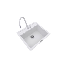 POLEX Cristalüx Granit Eviye P-08+Swan-3 Beyaz