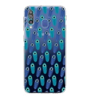 PrintiFy Samsung Galaxy M30 ile Uyumlu Nazar Boncuğu 4 Baskılı Kamera Korumalı Şeffaf Silikon Kılıf