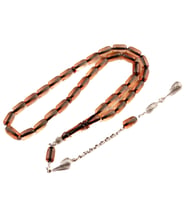 Kapsül Kesim 11x7 mm Ateş Kehribar Alpaka Püsküllü Tesbih