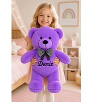 [ İSTEDİĞİNİZ İSMİ YAZIYORUZ ] Ayıcık Mor 50 cm Peluş Ayı Sevgiliye Kız Erkek Çocuğa Doğum Günü & Özel Gün Hediye