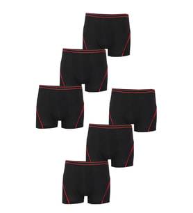 6lı Erkek Çocuk Likralı Pamuklu Boxer Kaliteli İç Çamaşır (Siyah)
