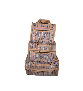 3'lü Valiz - 3'lü Bavul - 3'lü Çanta ( Kilim Desen ) (Standart)