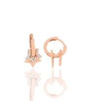 Gümüş Rose Zirkon Taşlı Yıldız Sallantılı Halka Küpe SGTL11152ROSE