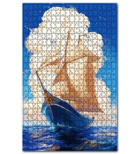 Cakapuzzle Bulutlu Gökler Deniz ve Yelkenli Puzzle Yapboz MDF (Ahşap) (120 Parça)