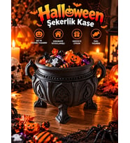Halloween Cadılar Bayramı Dekoratif Cadı Kazanı Şekerlik Kase Masa Üstü Dekor
