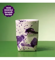 Mor Desenli El Yapımı Seramik Bardak – 250 ml