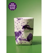 Mor Desenli El Yapımı Seramik Bardak – 250 ml