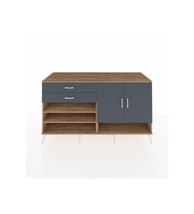 Kronos Konsol 4 Raflı 2 Çekmeceli 2 Kapaklı 176x59x99 Çam-Antrasit