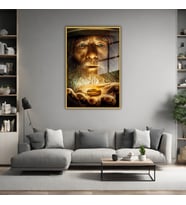 Metal Çerçeveli Cam Tablo Yüzüklerin Efendisi Karakteri Gandalf (Gold)