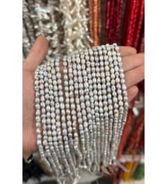 İnci Parlak Gri 4x5mm Doğal Taş Dizi [AB]