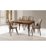 MADRİD MASA, LİRA SANDALYE, CEVİZ, 130x80 (Siyah)