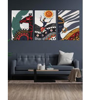 Afrika Etnik Desen Kanvas Tablo Seti 3 Adet x 40x55cm (Karışık)