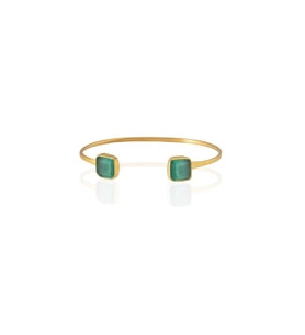 Kadir Jewellery 22 Ayar Altın Kaplama El İşçiliği Zirkon Taşlı Kadın Charm Bileklik (K.Yeşil)
