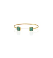 Kadir Jewellery 22 Ayar Altın Kaplama El İşçiliği Zirkon Taşlı Kadın Charm Bileklik (K.Yeşil)