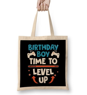 Video Games Time To Level Up Birthday Boy Bez Çanta Uzun Saplı