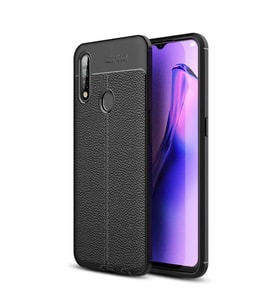 Oppo A31 Kılıf Zore Niss Deri Desenli Silikon Kılıf (Siyah)