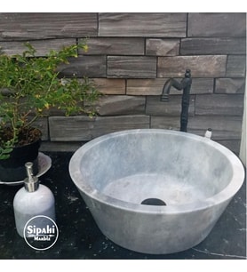 Sipahi Marble Gri Mermer V Model Lavabo