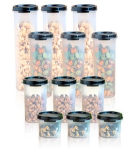 Tupperware Oval Yuvarlak Siyah 12 li  Set ESC