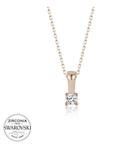 Swarovski Taşlı Gümüş Tektaş Bayan Kolye