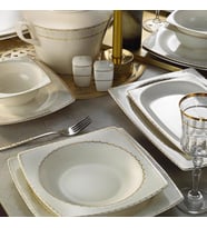 Kütahya Porselen Bone Mare 62 Parça 1136421 Desen Yemek Takımı  (Krem)