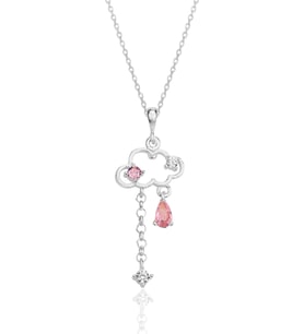 Gümüş rodyumlu pembe zirkon taşlı bulut kolye SGTL12351RODAJ