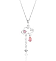 Gümüş rodyumlu pembe zirkon taşlı bulut kolye SGTL12351RODAJ