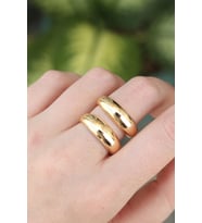 Tegan Pirinç Gold Renk Ayarlanabilir Şerit Yüzük TG27BYK3172 (Çok Renkli)