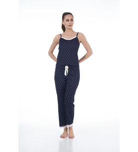 Estiva 22103 Kadın Puantiyeli Askılı Viskon Pijama Takımı