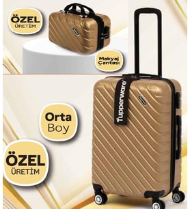 Orta Boy Valiz ve Makyaj Çantası Set