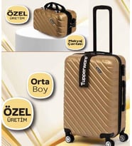 Orta Boy Valiz ve Makyaj Çantası Set