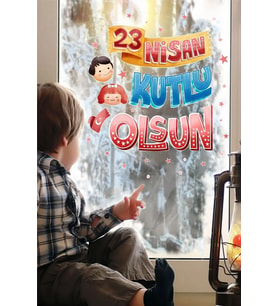 Efekt Reklam 23 Nisan Kutlamaları Renkli Yazı ve Yıldızlar Çocuk Odası Cam Duvar Stickerı
